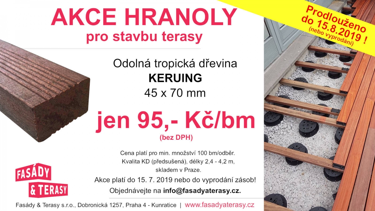 Akce podkladní hranoly Keruing pro terasy