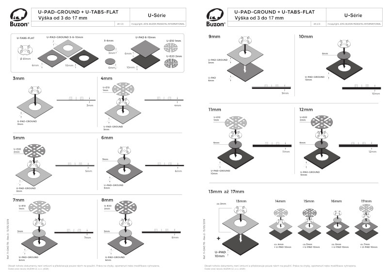 instalacni navod U-GROUND s mezerniky - různé výšky