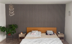 Obložení stěny ložnice akustickým panelem SMART Dub šedý